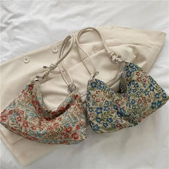Canvas Floral Print Crossbody Bag Handbag