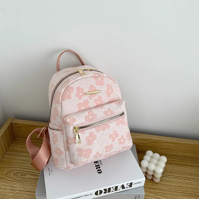 Canvas Women's Backpack Floral School Bag Travel Bag