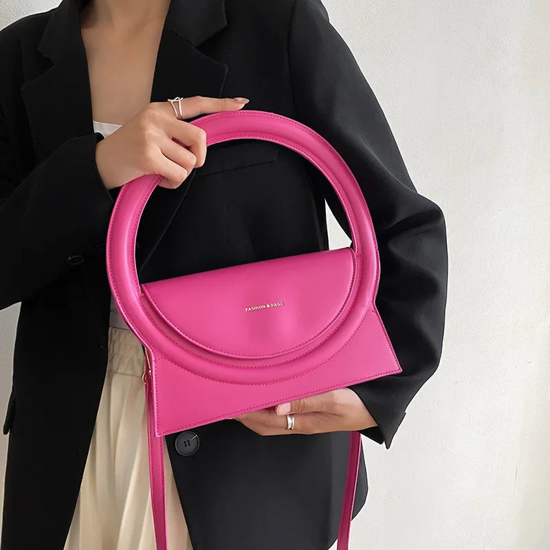 Circle Handle Handbag and Purses Women Shoulder Crossbody Bags