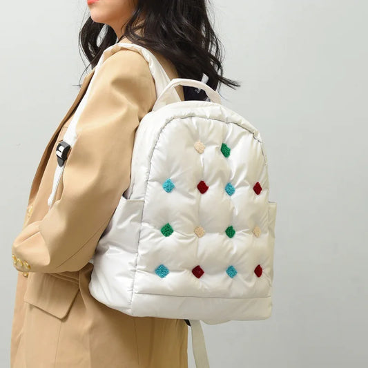 Cotton Women's Backpack Wave Point Shell School Bag