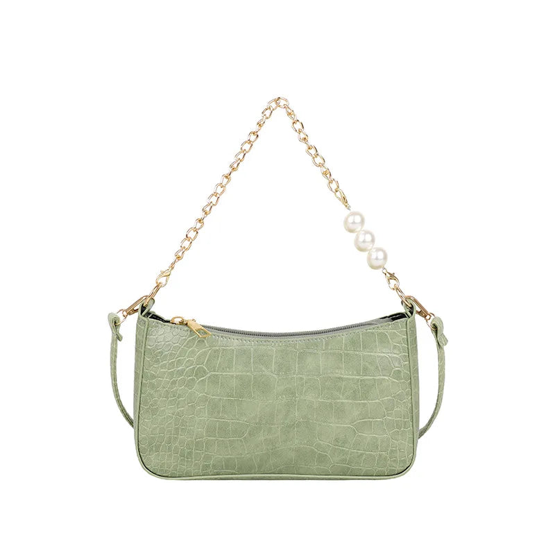 Crocodile Pattern Shoulder Bag Chain Crossbody Handbag