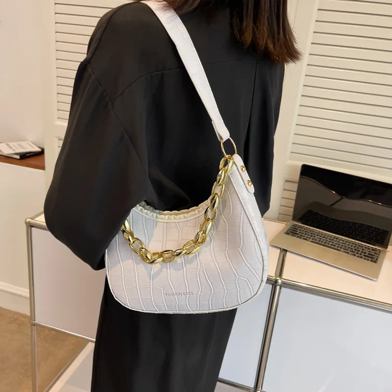 Crocodile Pattern Shoulder Crossbody Handbag