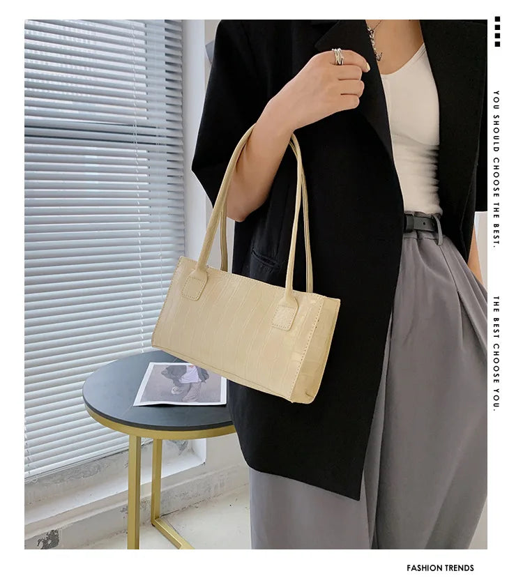 Crocodile Pattern Women's Shoulder Bag Handbag Large Crossbody