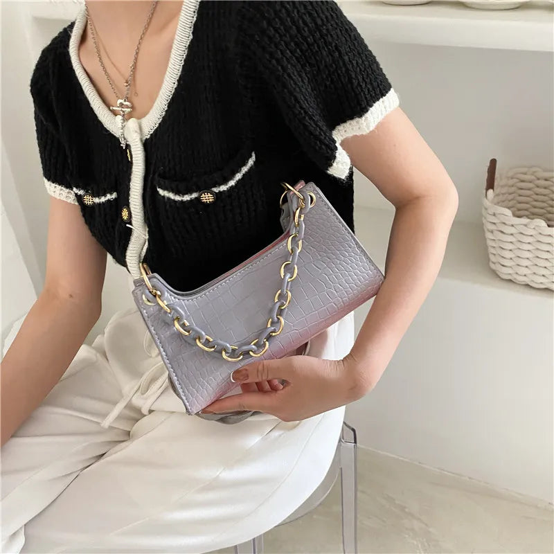 Crocodile Pattern Retro Handbag Small Crossbody Bag