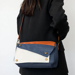Denim Women's Shoulder Bag Contrast Crossbody Bag Flap Handbag