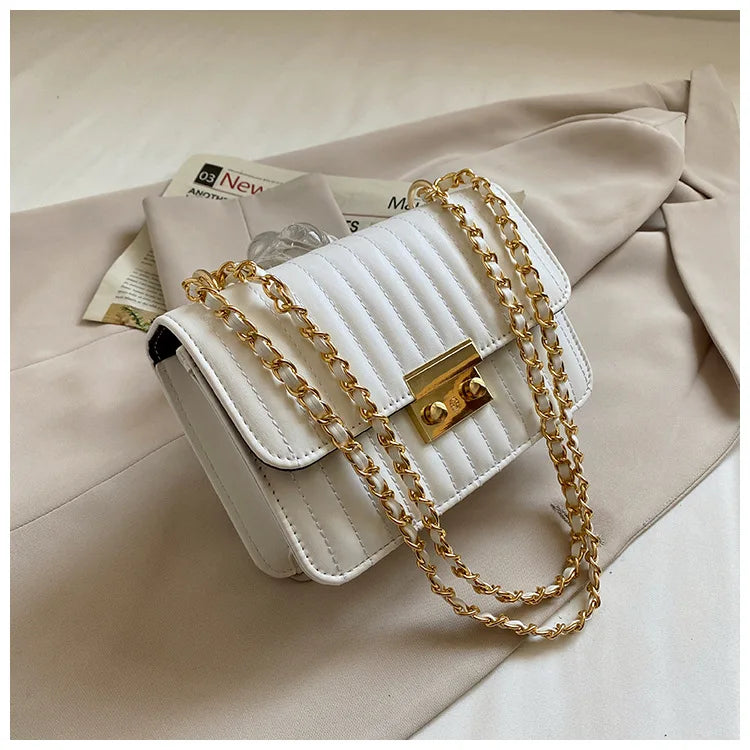 Floral Print Women's Shoulder Bag Chain Handbag Small Square Crossbody Bag