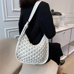 Floral Print Shoulder Bag Half Moon Crossbody Retro Handbag