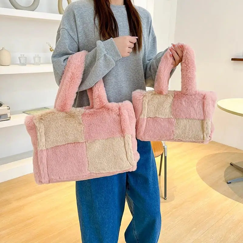 Fur Women's Shoulder Bag Contrast Crossbody Handbag