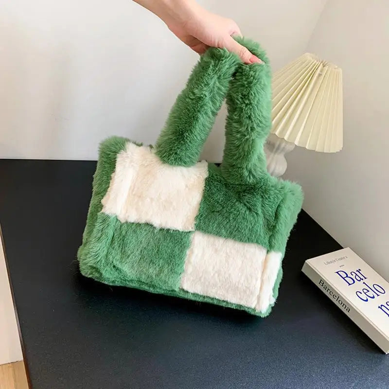 Fur Women's Shoulder Bag Contrast Crossbody Handbag