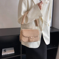 Fur Women's Crossbody Bag with Lock Flap