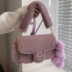 Women's Lock Crossbody Bag Flap Handbag