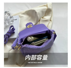 Fur Women's Crossbody Bag with Lock Flap