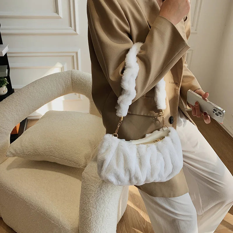 Cloud Crossbody Bag for Women - Fur Shoulder Handbag