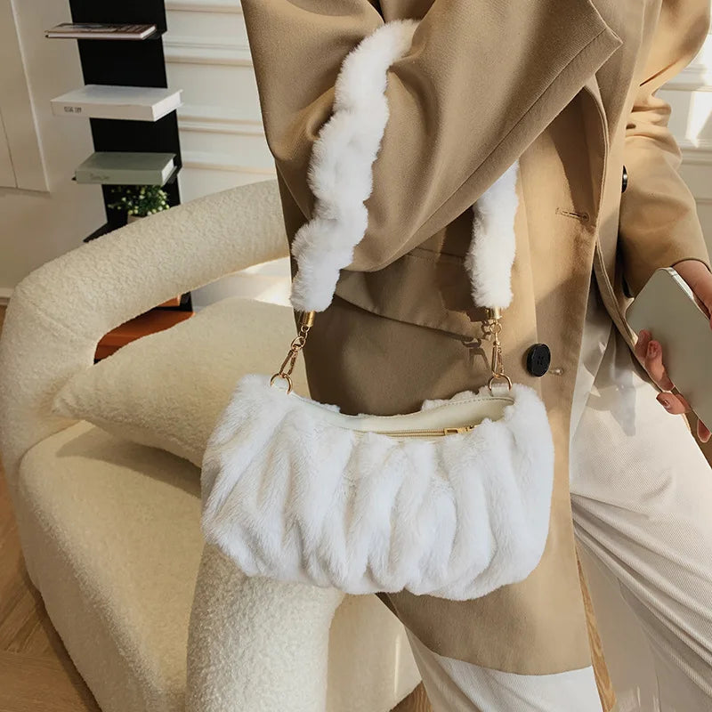 Cloud Crossbody Bag for Women - Fur Shoulder Handbag