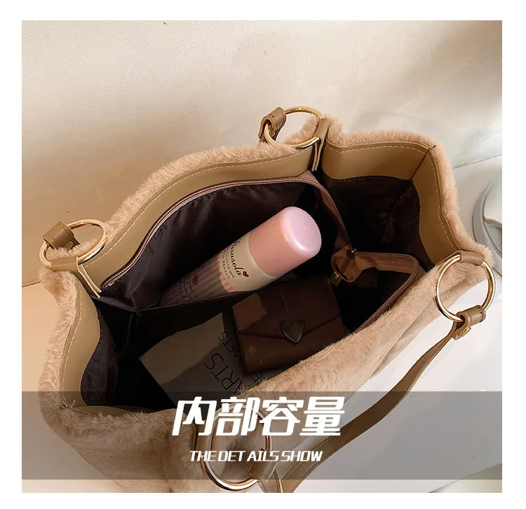 Women's Fur Shoulder Bag Large Handbag