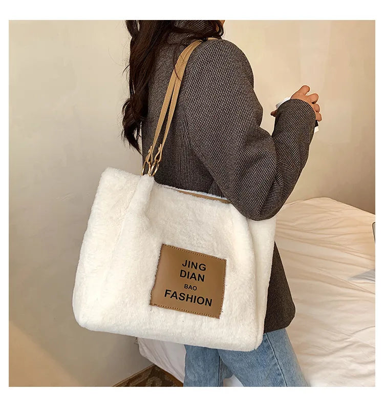 Women's Fur Shoulder Bag Large Handbag