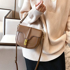 Vintage Leather Shoulder Bags for Girls Chains Cross Body Bag