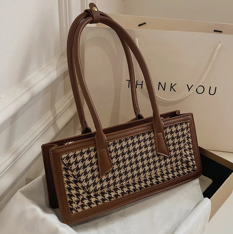 Houndstooth Women's Shoulder Bag Small Square Crossbody Bag