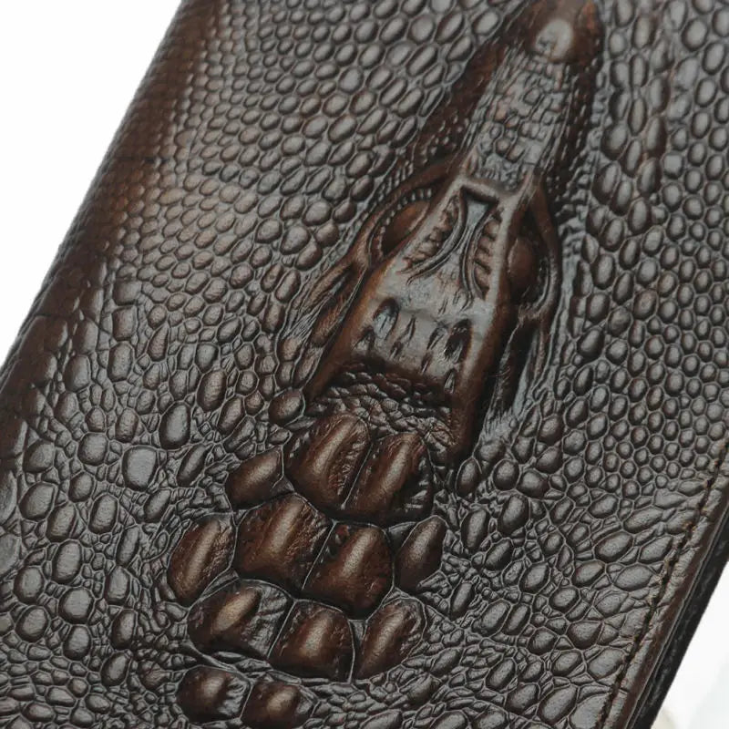 Crocodile Leather Wallet For Men 100% Cowhide Long Purse Boy's