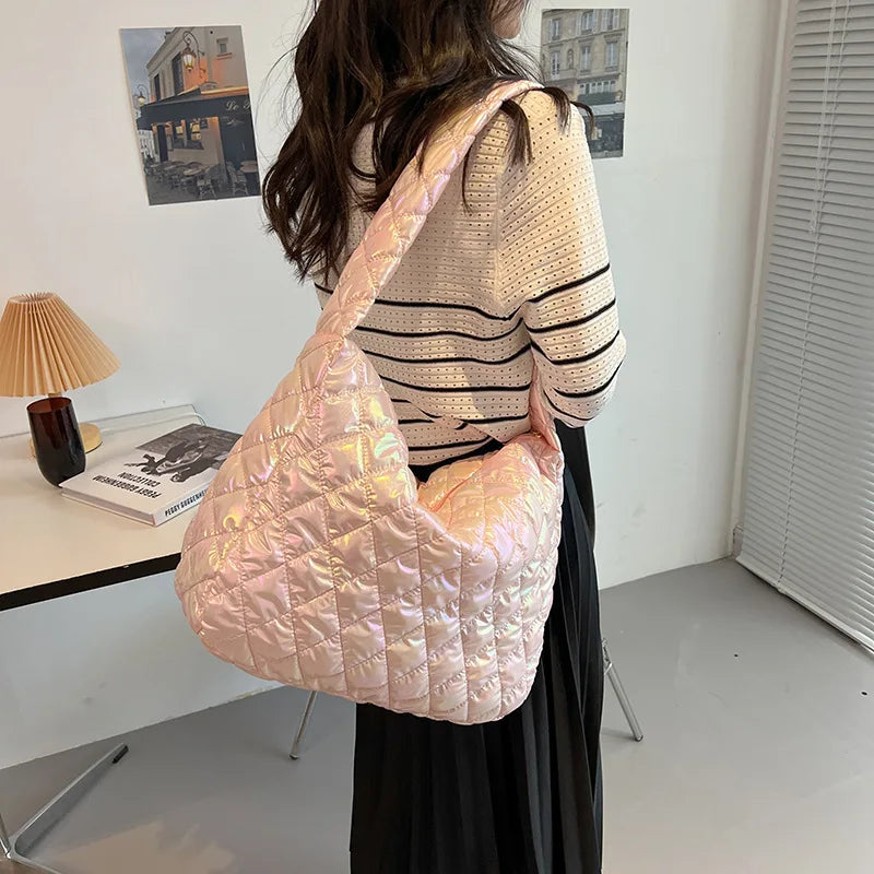 Nylon Women's Shoulder Bag Large Flap Handbag