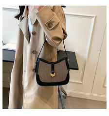 Half Moon Crossbody Bag Lock Shoulder Handbag