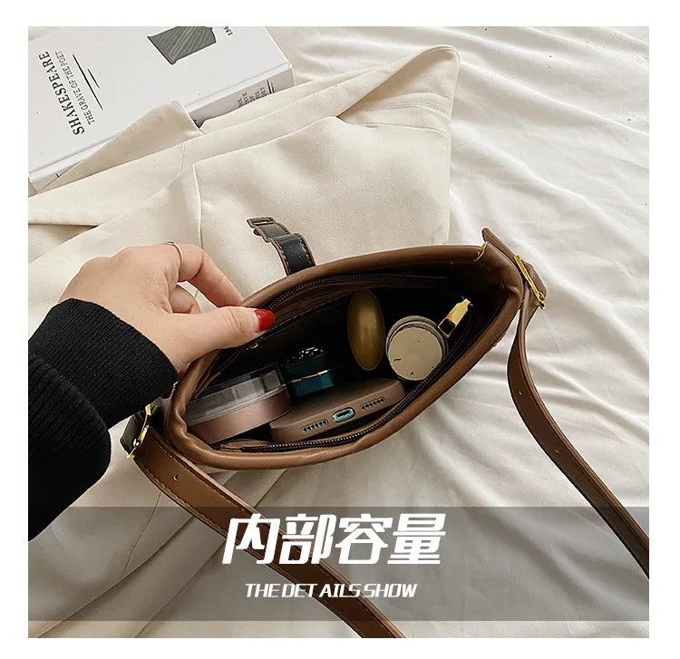 Half Moon Crossbody Bag Lock Shoulder Handbag