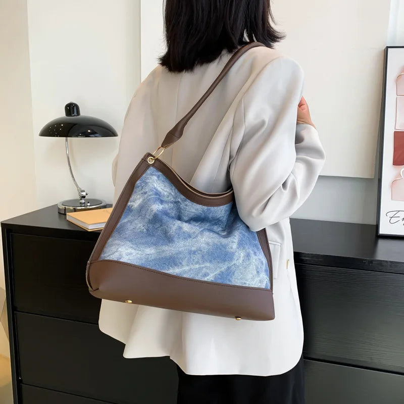 PU & Denim Women's Shoulder Bag Large Handbag