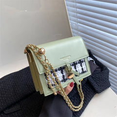 PU Leather Women's Chain Crossbody Bag Flap Handbag