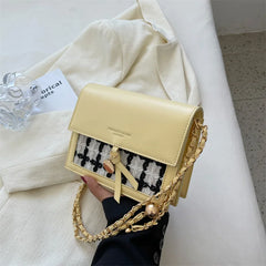 PU Leather Women's Chain Crossbody Bag Flap Handbag