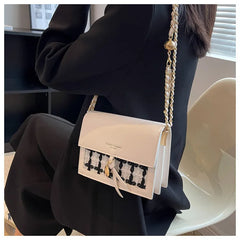 PU Leather Women's Chain Crossbody Bag Flap Handbag