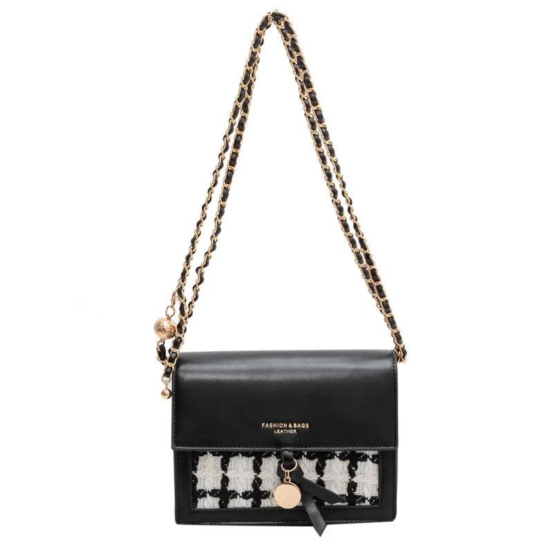 PU Leather Women's Chain Crossbody Bag Flap Handbag