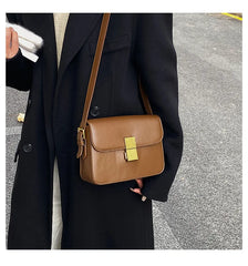 Women's Lock Crossbody Bag PU Leather Shoulder Handbag