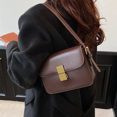 Women's Lock Crossbody Bag PU Leather Shoulder Handbag