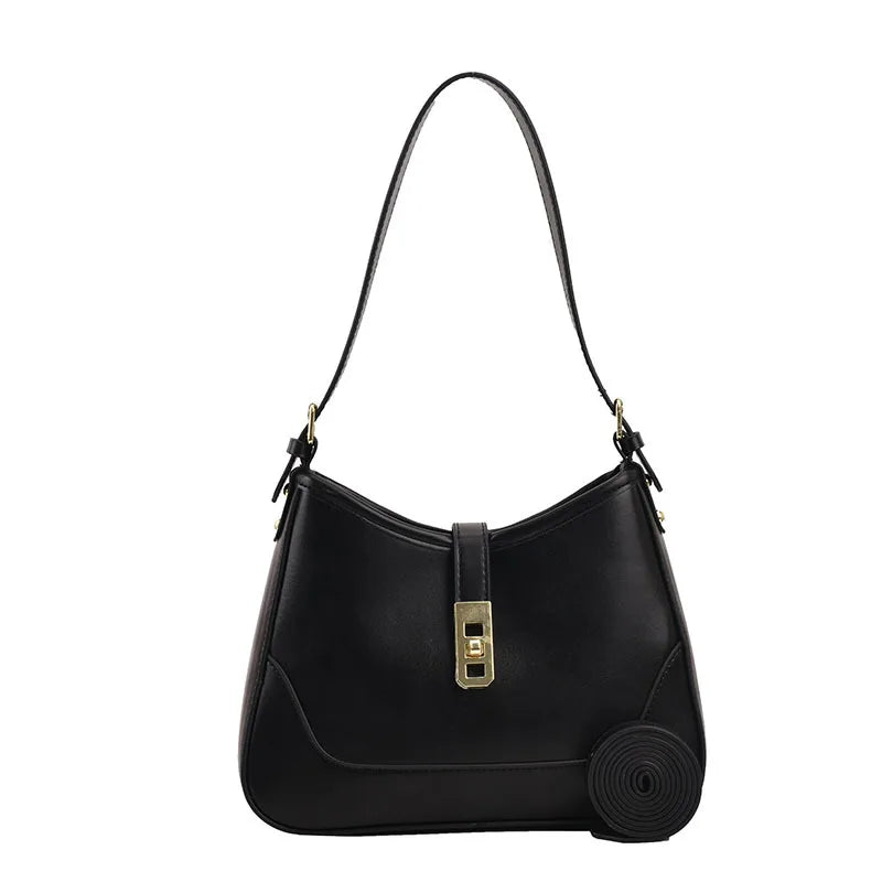 PU Leather Shoulder Bag Crossbody Handbag Lock Half Moon