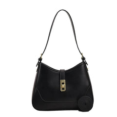 PU Leather Shoulder Bag Crossbody Handbag Lock Half Moon