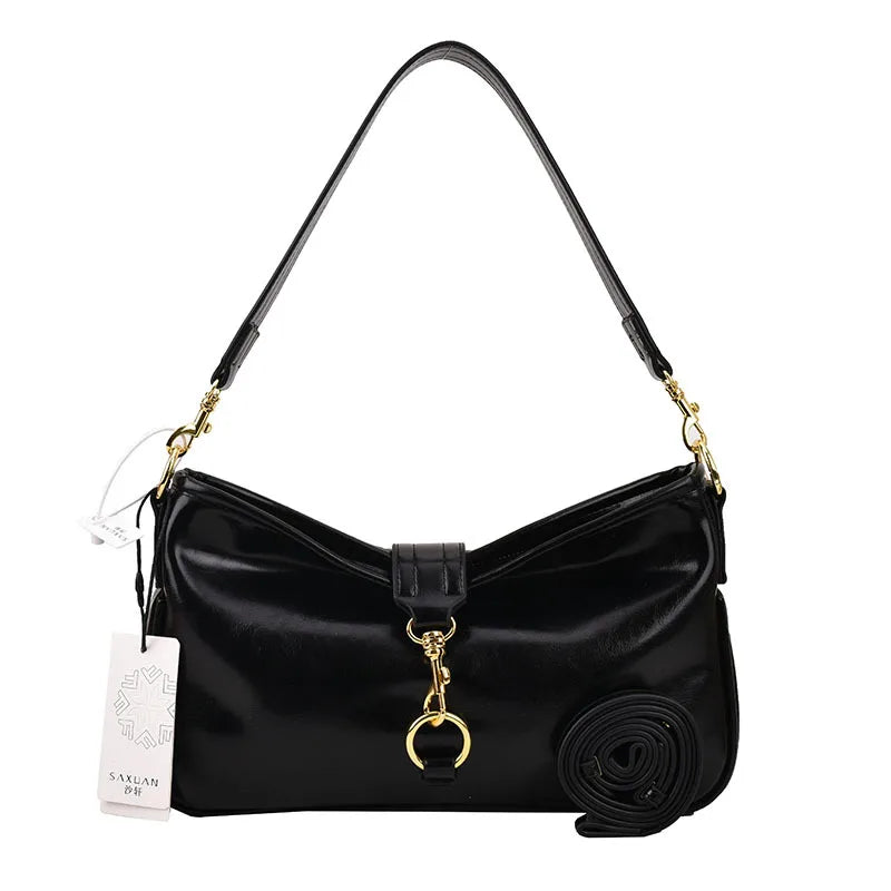 PU Leather Women's Shoulder Bag Lock Crossbody Handbag