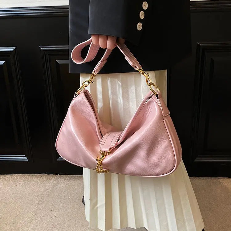 PU Leather Women's Shoulder Bag Lock Crossbody Handbag