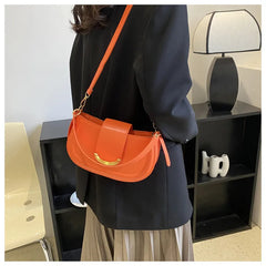 PU Leather Women's Shoulder Bag Lock Crossbody Bag Saddle Handbag