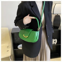 PU Leather Women's Shoulder Bag Lock Crossbody Bag Saddle Handbag