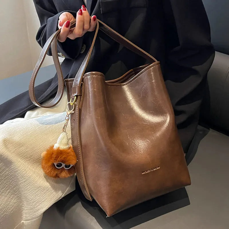 PU Leather Women's Shoulder Bag Crossbody Bag Bucket Handbag