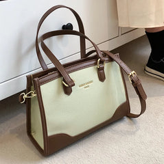 PU Leather Women's Shoulder Bag Retro Contrast Crossbody Bag