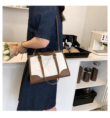 PU Leather Women's Shoulder Bag Retro Contrast Crossbody Bag