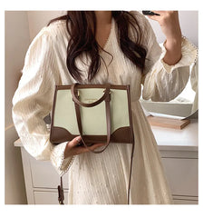 PU Leather Women's Shoulder Bag Retro Contrast Crossbody Bag