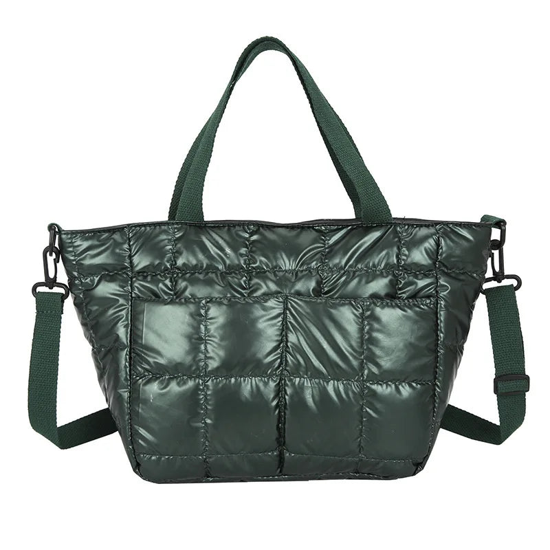 Quilted Nylon Women's Shoulder Bag Handbag Large Square Crossbody Bag Winter