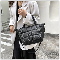 Quilted Nylon Women's Shoulder Bag Handbag Large Square Crossbody Bag Winter