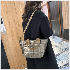 Quilted Nylon Women's Shoulder Bag Handbag Large Square Crossbody Bag Winter