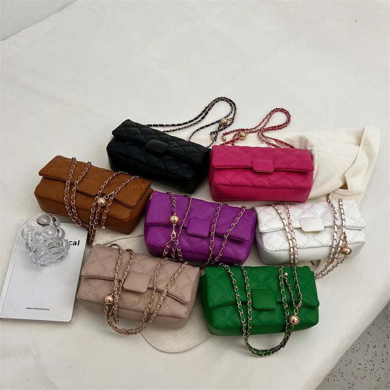 Quilted Chain Crossbody Bag Flap Handbag