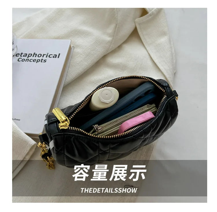 Plaid Chain Crossbody Handbag