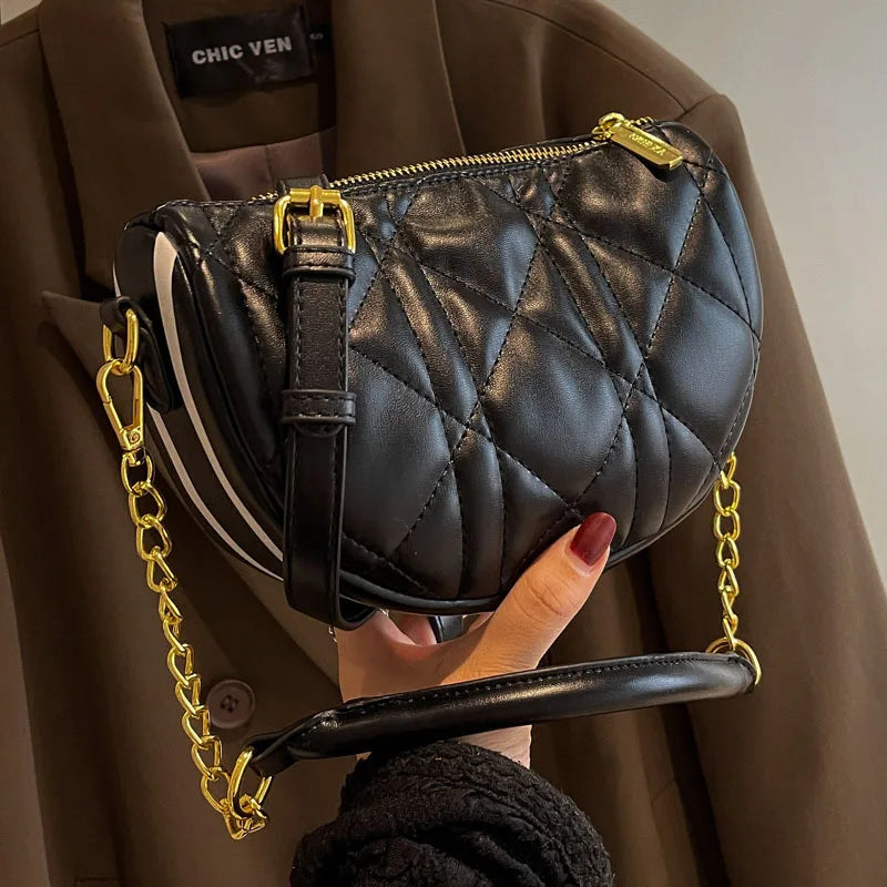 Plaid Chain Crossbody Handbag