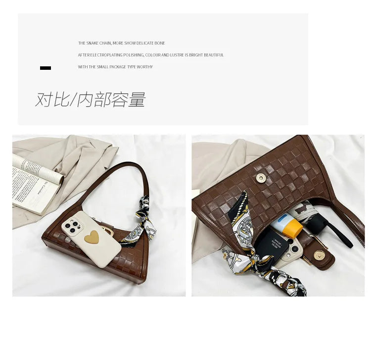 Plaid Quilted Crossbody Handbag